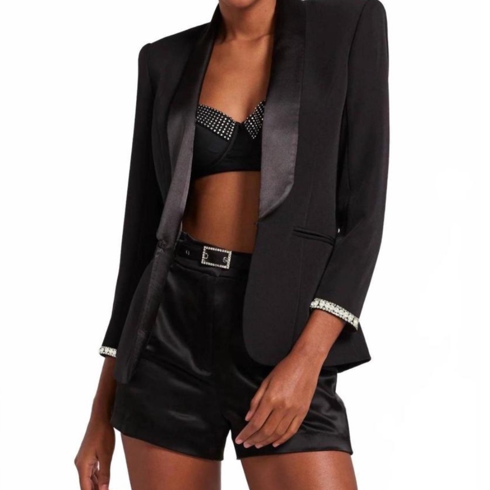 💕 Generation Love Argo Pearl Satin Combo Crepe Blazer S💕